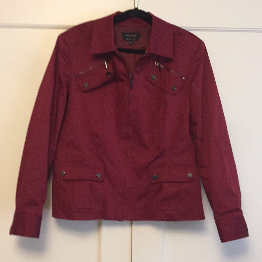 Office or Casual zip front jacket berry/maroon